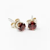 5mm Garnet Earrings Studs
