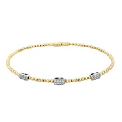 0.16ct Diamond 3 Station Bangle Bracelet in 18K White and Yellow Gold