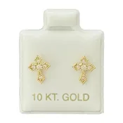 10KT Cross CZ Gold Earrings
