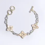 3 Clover Pave Clover Mop Link Bracelet: BKM / ONE SIZE