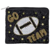 Black Beaded "GO TEAM"  Coin Purse