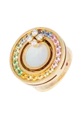 112-00595 18K RG RAINBOW SAPPHIRE RING RS: 1.20 DIA: 0.17CT