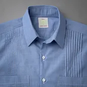 Blue End/End Short Sleeve Guayabera | 100% Cotton