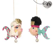 Goodwill Kissing fish ornament  love & peace hippy set of 2