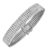12.40 Carat Five Row Diamond Bracelet in White Gold - 414 Brilliant Cut Diamonds, G-H Color, VS-SI Clarity
