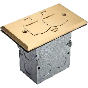 1-Gang Brass Floor Box / Flip Lid, 20A Duplex, Tamper Resist