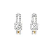 18K Gold Diamond Huggie  Earrings 0.60 inch