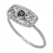 Art Deco 14k White Gold Filigree and Sapphire Conversion Ring