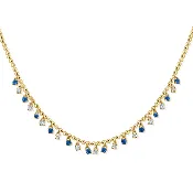 14k Gold Blue Sapphire .88 Total Weight and Diamond Necklace