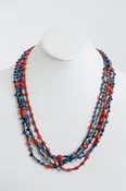 5 Strand Lapis and Coral Necklace