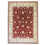 10'0" x 13'11" RED AND BEIGE JAIPUR FLORAL INDIAN RUG