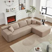 104" L-Shape Modular Sectional Sofa Couch - Comfy Upholstered Cloud Couch for Living Room - Modern Minimalist Couch,Deep Seat,No Assembly Required (Black,Plush Corduroy, Left Facing Chaise)