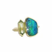 Ali Dumont 18K Gold Boulder Opal and Sapphire Ring
