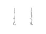 Dangling Diamond Crescent Moon Earrings - Gold 'N I
