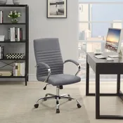 Abisko Upholstered Office Chair with Casters Grey and Chrome — Furniture Mattress Depot