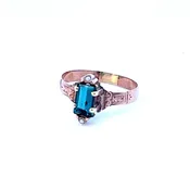 emerald cut indicolite tourmaline ring