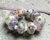 10 Lavender Grove Mosaic Lampwork Beads Mix SRA