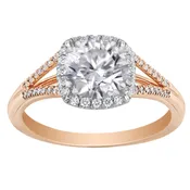 Diamond Halo Engagement Ring Setting in Rose & White Gold, Size 6.5