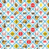 C8102R-WHITE Riley Blake Designs Buildin Crew Signs White by Caterpillar Collection Fabric