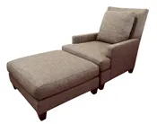 Baker Lounge Chair and Ottoman in Brown Tweed