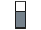 Configurable Acoustic Cubicle Partition Electric Hush Panel 2' x 6' W/Window Steel Blue Fabric Frosted Window Black Trim