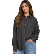 Black Pinstripe Collared Button Down Long Sleeve Shirt
