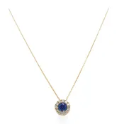 0.30ct Sapphire and Halo Diamond Pendant