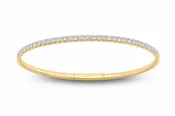 14K Yellow Gold Flexible Diamond Bangle Bracelet – 1 CTW Natural Diamonds