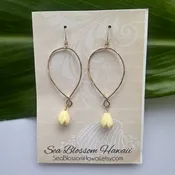 Gold Filled Pikake Teardrop Earrings