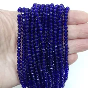 Chinese Crystal 4mm Faceted Rondelle Beads, Cobalt Blue