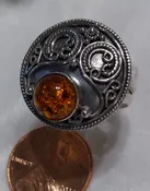 Amber Domed Plate Ring