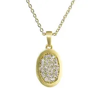 Modern Cubic Zirconia Gold Necklace, Pave Design, 14k Gold Overlay