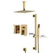 10" Ceiling Mount Dual Shower Heads Shower System With Slide Bar