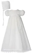 Girls 26″ Cotton Christening Gown with Italian Lace — Lemonllamakidsboutique
