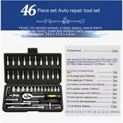 46-Piece Wrench &amp; Socket Tool Set – Chrome Vanadium Steel Hardware Kit