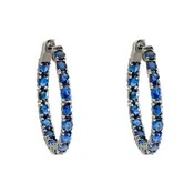 Black Gold Hoops With Sapphire Stones