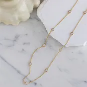 0.96 CT Diamond 14KYG  Bezel Station Necklace