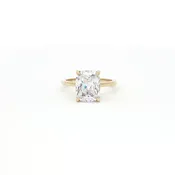 Cushion Cut Diamond Solitaire Engagement Ring in Polished Yellow Gold