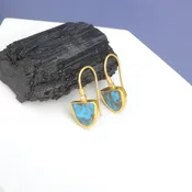 24KT Gold Turquoise & Diamond Earrings