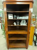 ANTIQUE (1860's) WOOD CORNER CABINET, GLASS PANES IN TOP DOORS, ORIG. KNOBS, 2 B