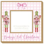 Baby 1st Christmas Pink Nutcrackers Pink Frame 4x4 Gold
