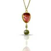 After the Storm - Tourmaline and Raw Diamond Necklace in 22K