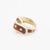 14KT Gold Red Enamel Buckle Ring