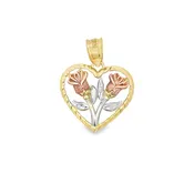 10K Elegant Heart-Shaped Floral Pendant