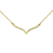 14k Yellow Gold Cubic Zirconia V Shape 18 Inch Necklace Pendant