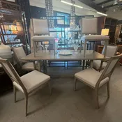 Bassett Liam Storm Grey Oak Table + 2 Arm/4 Side Chairs ALMOST NEW