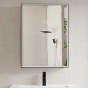 COLINE 24" x 32" Rectangular Black Frameless LED Mirror Cabinet