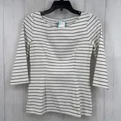 0 striped 3/4 slv top