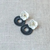 Black & White Floral Earrings