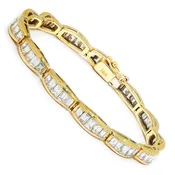 7.00ctw Vintage Baguette Diamond Link Tennis Bracelet 18K Yellow Gold